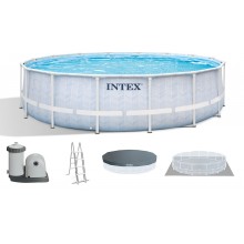 INTEX CHEVRON PRISM FRAME Okrągły basen 488×122 cm z filtrem kartuszowym 220–240V 26746NP