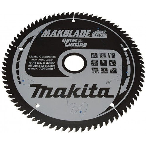 Makita B-32627 Tarcza tnąca MAKBLADE PLUS T.C.T, 216 x 30 mm, 80 T Makita B-32627 Tarcza tnąca MAKBLADE PLUS T.C.T, 216 x 30 mm, 80 T