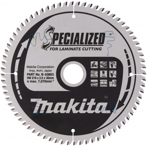 Makita Makita B-33853 Tarcza pilarska do laminatu 216×2,5×30 mm, 72Z= old B-29474 Makita Makita B-33853 Tarcza pilarska do laminatu 216×2,5×30 mm, 72Z= old B-29474