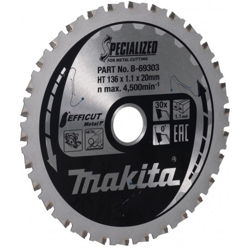 Makita B-69303 TCT Efficut Tarcza tnąca, do metalu 136mm 30T= old B-60303