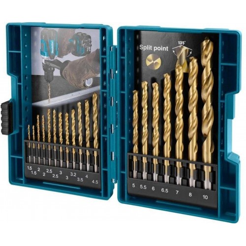 Makita D-67527 zestaw wierteł do metalu HSS-TiN 19szt Makita D-67527 zestaw wierteł do metalu HSS-TiN 19szt