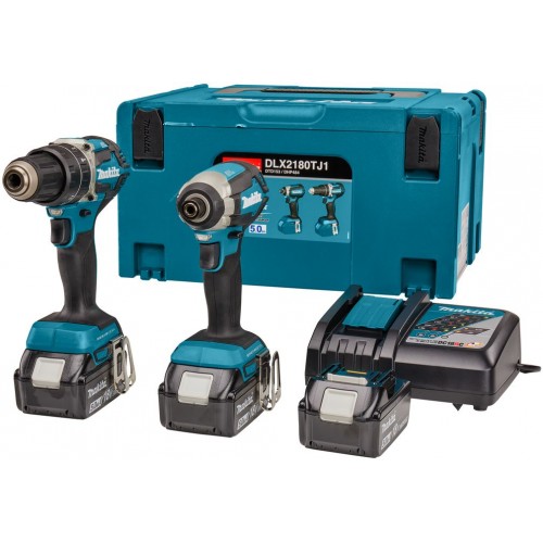 Makita DLX2180TJ1 Zestaw narzędzi akumulatorowych DHP484+DTD153 Li-ion LXT 18V/5,0Ah