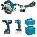 Makita DLX4154TJ Aku zestaw narzędzi DHP484+DGA513+DHS661+DML815+(2x18V/2x5,0Ah)