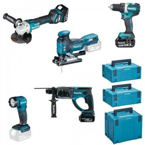 Makita DLX5066TJ Aku zestaw narzędzi DDF484+DGA513+DHR202+DJV181+DML815+(3x18V/3*5Ah)