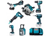 Makita DLX7018TX1 Aku zestaw narzędzi DDF484+DGA513+DHS661+DJR186+DML815+DMR115+DTD146