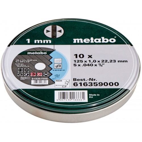Metabo 10 tarcz tnących SP 125x1,0x22,23 Inox, TF 41 616359000