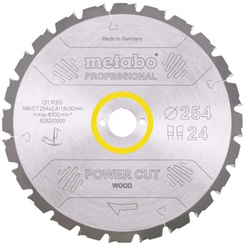 Metabo Piła tarczowa „power cut wood – professional”, 254x30, Z24 WZ 5° ujemny 628220000 Metabo Piła tarczowa „power cut wood – professional”, 254x30, Z24 WZ 5° ujemny 628220000