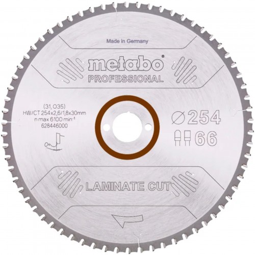 Metabo Piła tarczowa „laminate cut – professional”, 254x30 Z66 FZ/TZ 0° 628446000 Metabo Piła tarczowa „laminate cut – professional”, 254x30 Z66 FZ/TZ 0° 628446000