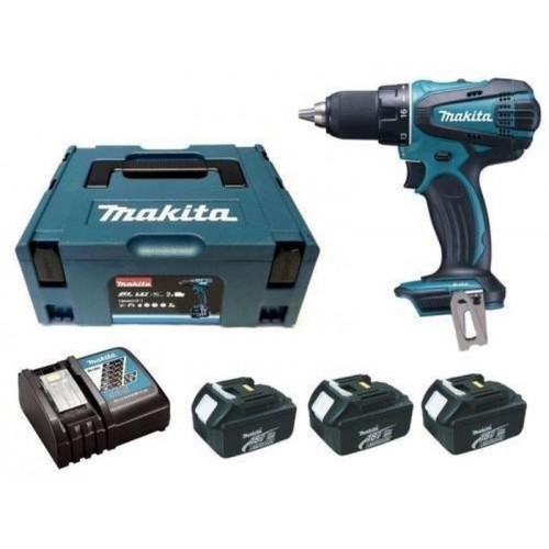 Makita Wiertarko wkrętarka udarowa 18 V, 3 x 3,0 Ah, Makpac DHP456RF3J