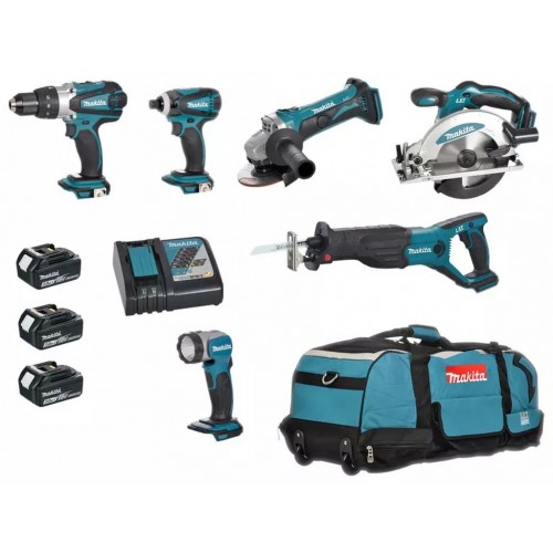 Makita DLX6011 Multi zestaw 18V Li-ion (DHP458Z+DSS610Z+DJR181Z+DTD146Z+DGA452Z+DML802Z)