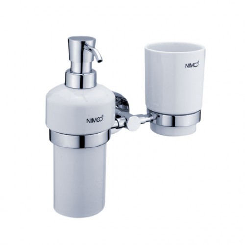 NIMCO UNIX Dozownik mydła 200 ml i uchwyt z kubkiem, ceramika UN1305831K-26 NIMCO UNIX Dozownik mydła 200 ml i uchwyt z kubkiem, ceramika UN1305831K-26