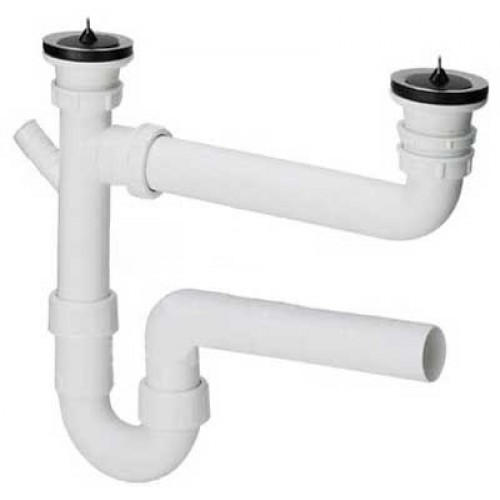 VIEGA Syfon zlewozmywakowy podwójny rurowy z podłączniem, 329174