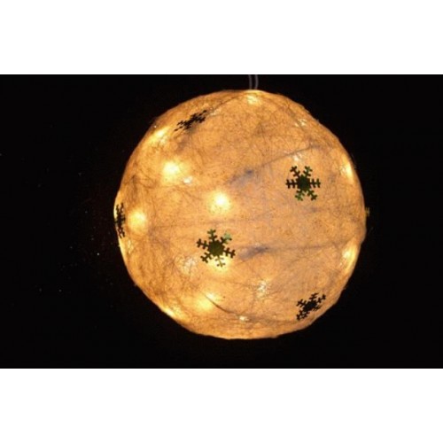 Lampka świąteczna Kula sizal z płatkami śniegu VS405