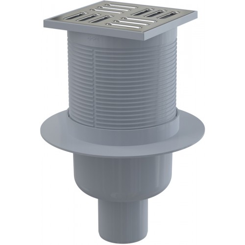 AlcaPLAST wpust, kratka ściekowa 105 x 105/50 odpływ pionowy stal nierdzewna APV2
