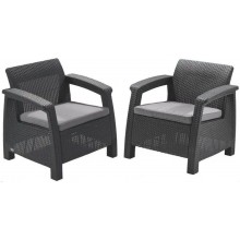 ALLIBERT CORFU DUO Zestaw 2sz foteli ogrodowych, 75 x 70 x 79cm, grafit/szary 17197993