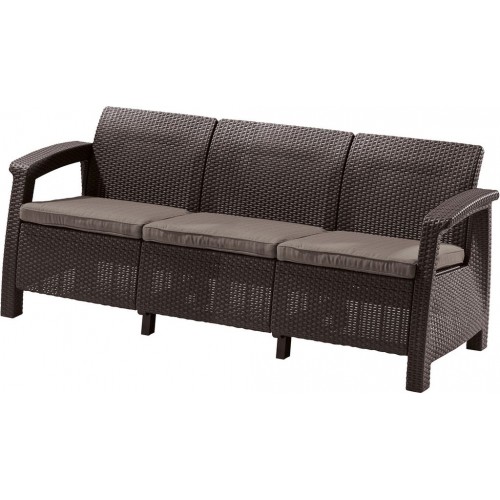 ALLIBERT CORFU LOVE SEAT MAX Sofa, 182 x 70 x 79cm, brązowy/szaro-beżowy 17197959