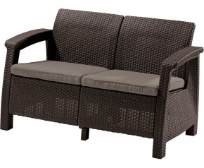 ALLIBERT CORFU LOVE SEAT Sofa 2 osobowa, 128 x 70 x 79cm, brązowy/szaro-brązowy 17197359