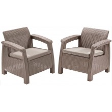 ALLIBERT CORFU DUO Zestaw 2sz foteli ogrodowych, 75 x 70 x 79cm,cappuccino/beżowy 17197993