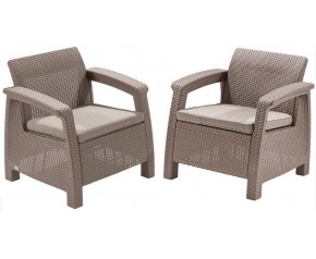 ALLIBERT CORFU DUO Zestaw 2sz foteli ogrodowych, 75 x 70 x 79cm,cappuccino/piasek 17197993