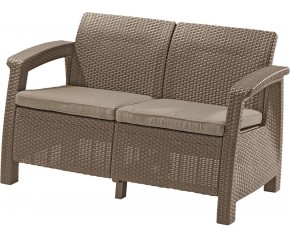 ALLIBERT CORFU LOVE SEAT Sofa 2 osobowa, 128 x 70 x 79cm, cappuccino/piaskowy 17197359