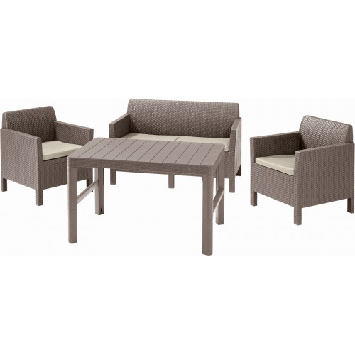 ALLIBERT ORLANDO + LYON TABLE Zestaw mebli, cappuccino/piaskowy 17204944