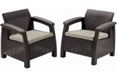 ALLIBERT CORFU DUO Zestaw 2sz foteli ogrodowych, 75 x 70 x 79cm, brązowy/beżowy 17197993
