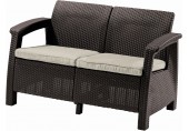 ALLIBERT CORFU LOVE SEAT Sofa 2 osobowa, 128 x 70 x 79cm, brązowy/beżowy 17197359
