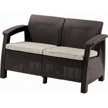 ALLIBERT CORFU LOVE SEAT Sofa 2 osobowa, 128 x 70 x 79cm, brązowy/beżowy 17197359