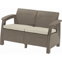 ALLIBERT CORFU LOVE SEAT Sofa 2 osobowa, 128 x 70 x 79cm, cappuccino/beżowy 17197359