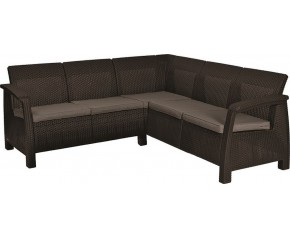 ALLIBERT CORFU RELAX Sofa narożna, 190 x 190 x 79 cm, brązowy/szaro-bezowy 17208435