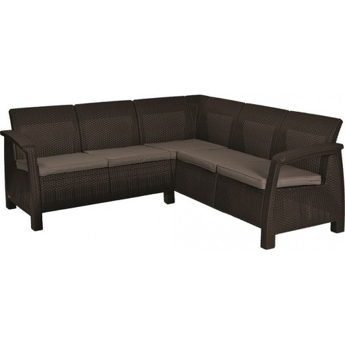 ALLIBERT CORFU RELAX Sofa narożna, 190 x 190 x 79 cm, brązowy/szaro-bezowy 17208435