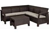 ALLIBERT CORFU RELAX Zestaw mebli ogrodowych, brązowy/beżowy 17202123