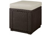 ALLIBERT CUBE Taboret z poduszką, 42 x 42 x 39 cm, brązowy/beżowy 17192157