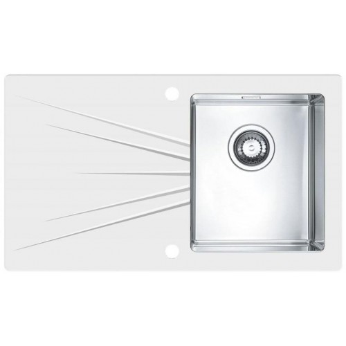 ALVEUS KARAT 10 Zlewozmywak stalowy/szklany, 860 x 500 mm, prawy, biały 1103658