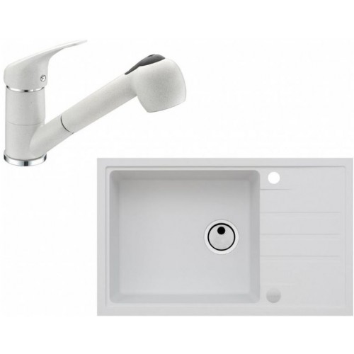 ALVEUS Zestaw INTERMEZZO 130 Zlewozmywak 780x480 mm + bateria AM 20, biały