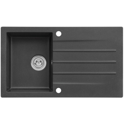 ALVEUS CORTINA 130 Zlewozmywak granitowy, 860 x 500 mm, syfon + zaślepka , czarny