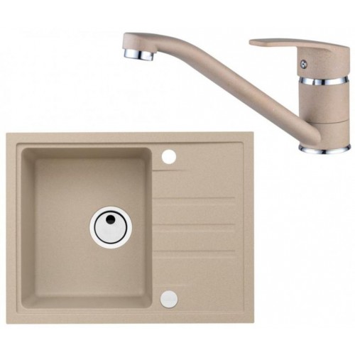 ALVEUS Zestaw INTERMEZZO 30 Zlewozmywak 620x480 mm + bateria NINA, beżowy ALVEUS Zestaw INTERMEZZO 30 Zlewozmywak 620x480 mm + bateria NINA, beżowy