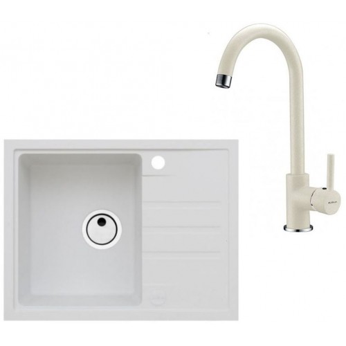 ALVEUS Zestaw INTERMEZZO 30 Zlewozmywak 620x480 mm + bateria AM 120, biały