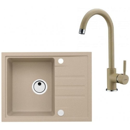 ALVEUS Zestaw INTERMEZZO 30 Zlewozmywak 620x480 mm + bateria AM 120, beżowy