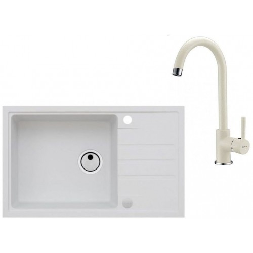 ALVEUS Zestaw INTERMEZZO 130 Zlewozmywak 780x480 mm + bateria AM 120, biały