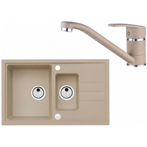 ALVEUS Zestaw INTERMEZZO 70 Zlewozmywak 780x480 mm + bateria NINA, beżowy
