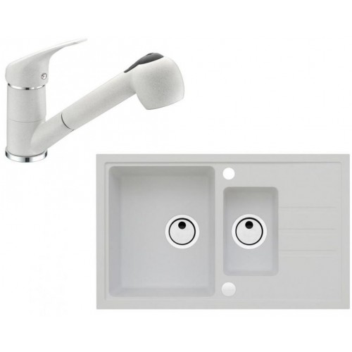 ALVEUS Zestaw INTERMEZZO 70 Zlewozmywak 780x480 mm + bateria AM 20, biały ALVEUS Zestaw INTERMEZZO 70 Zlewozmywak 780x480 mm + bateria AM 20, biały