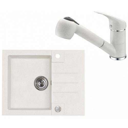 ALVEUS Zestaw ROCK 30 Zlewozmywak 595x475 mm + bateria AM 20, biały