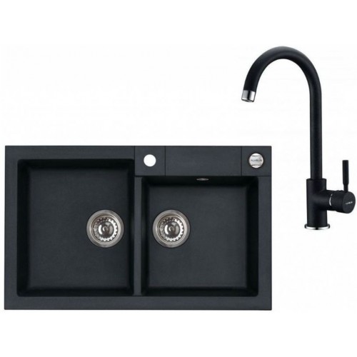 ALVEUS Zestaw ROCK 90 Zlewozmywak 780x480 mm + bateria AM 120, czarny