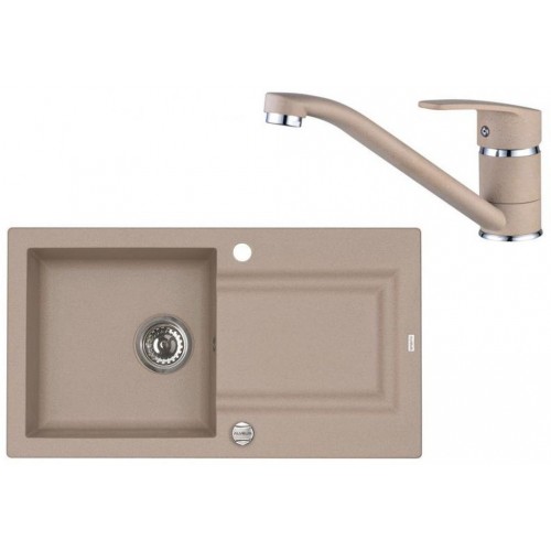 ALVEUS Zestaw FALCON 30 Zlewozmywak 780x435 mm + bateria NINA, beżowy