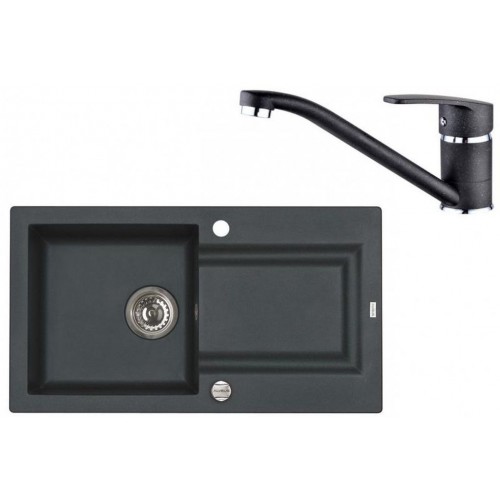 ALVEUS Zestaw FALCON 30 Zlewozmywak 780x435 mm + bateria NINA, czarny