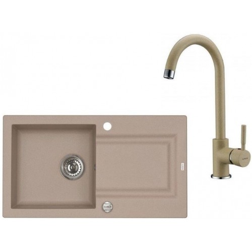 ALVEUS Zestaw FALCON 30 Zlewozmywak 780x435 mm + bateria AM 120, beżowy