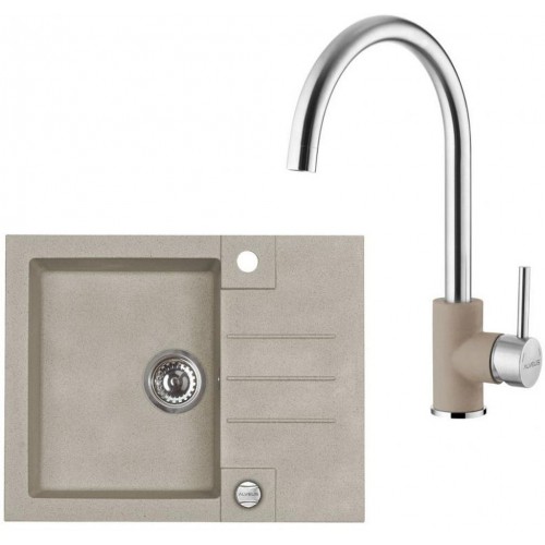 ALVEUS Zestaw ROCK 30 Zlewozmywak 595x475 mm + bateria ELZA, Pebble 02 ALVEUS Zestaw ROCK 30 Zlewozmywak 595x475 mm + bateria ELZA, Pebble 02