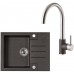 ALVEUS Zestaw ROCK 30 Zlewozmywak 595x475 mm + bateria ELZA, Chocolate 03
