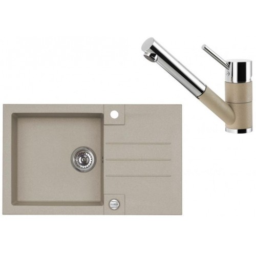 ALVEUS Zestaw ROCK 130 Zlewozmywak 780x480 mm + bateria AM 100-P, Pebble 02